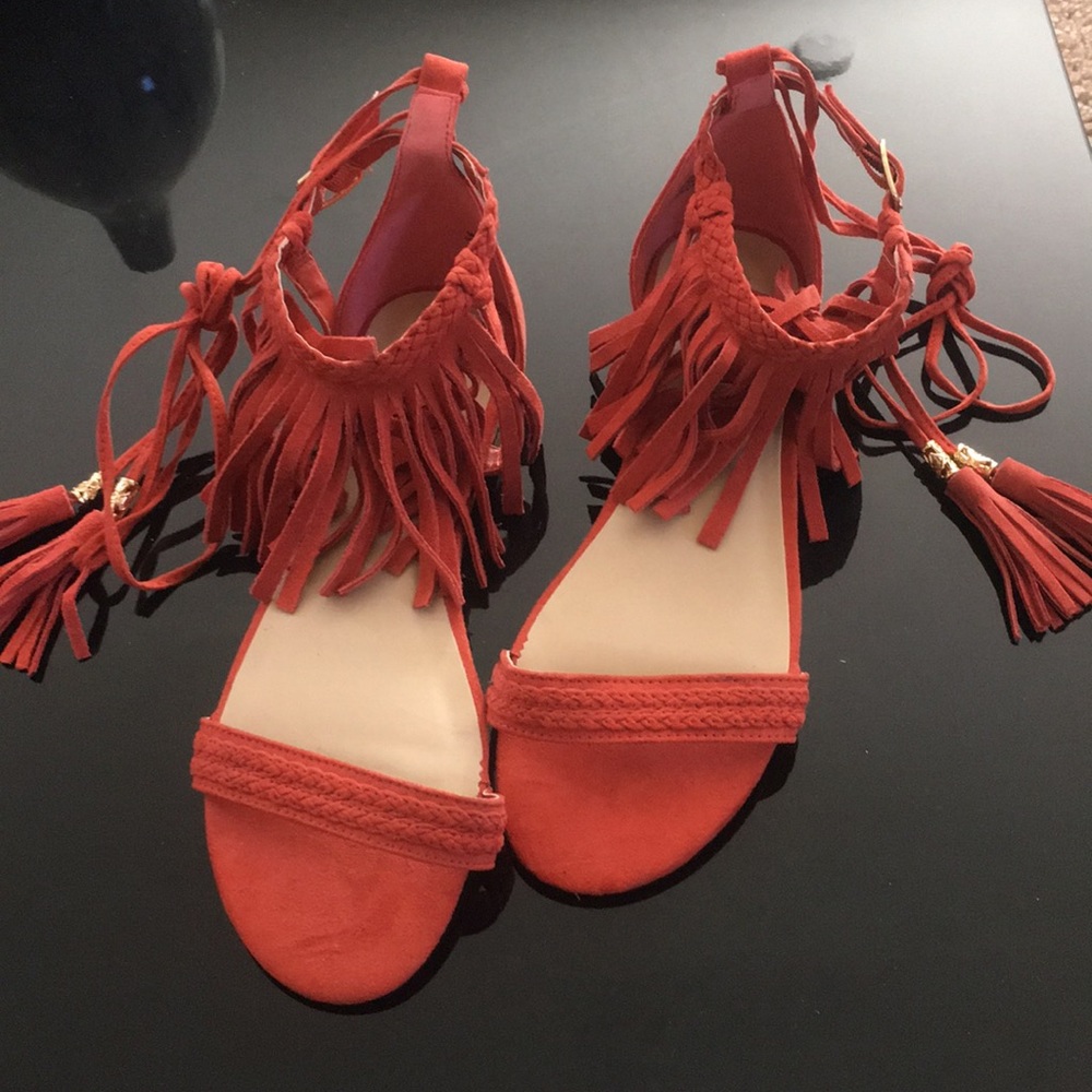 Forever 21 fringe velvet sandals